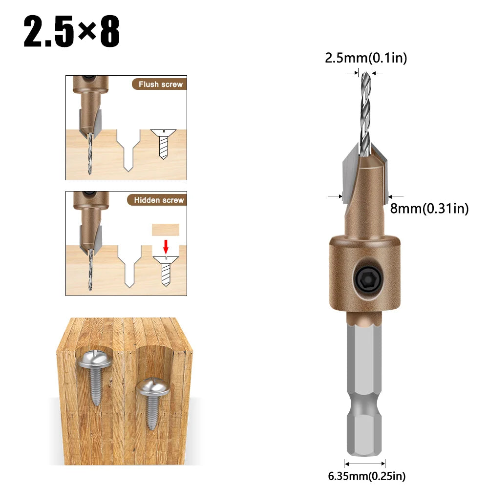 Countersink with 8mm Hex Shank