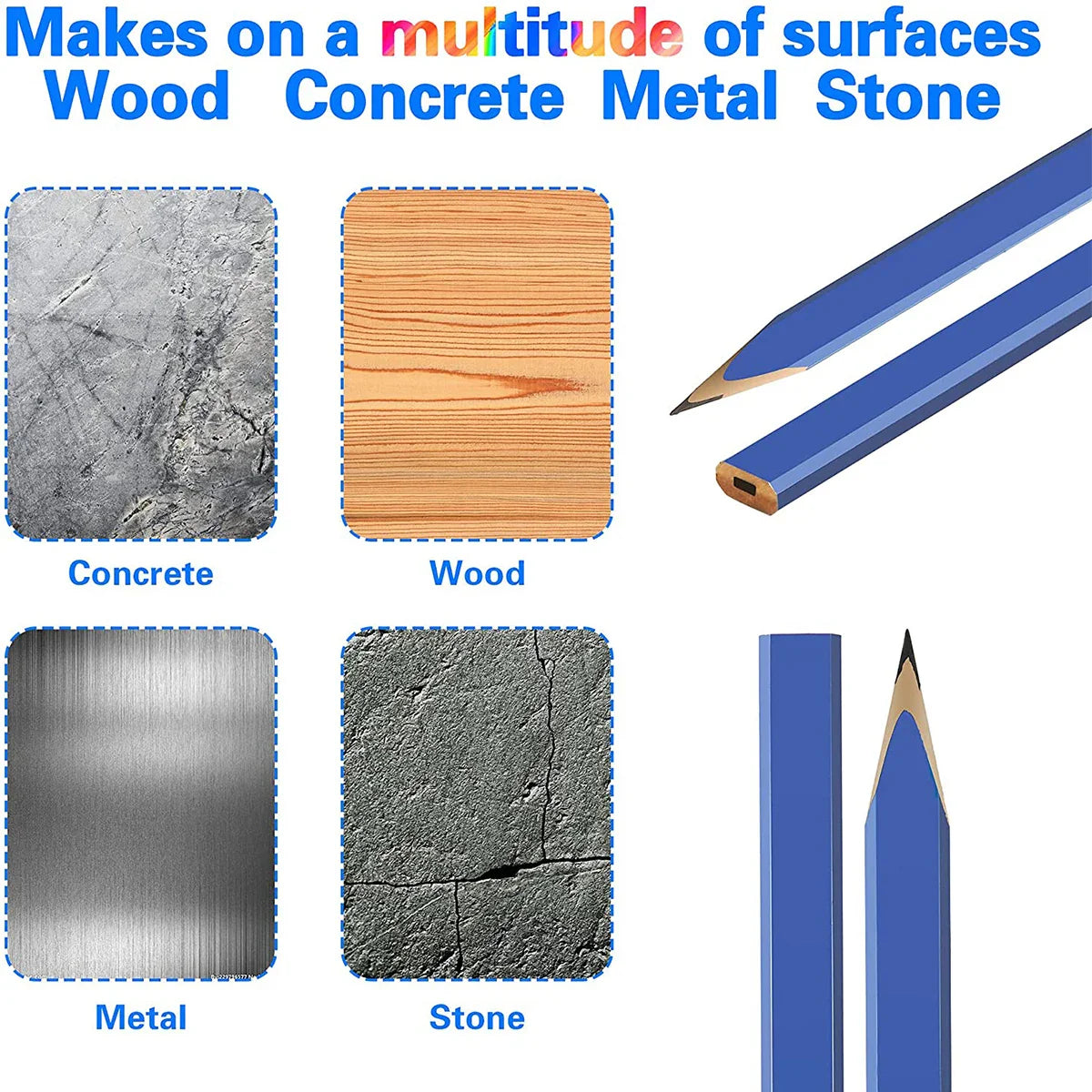 Carpenter's pencil set, 12 pieces, with retractable holder and sharpener