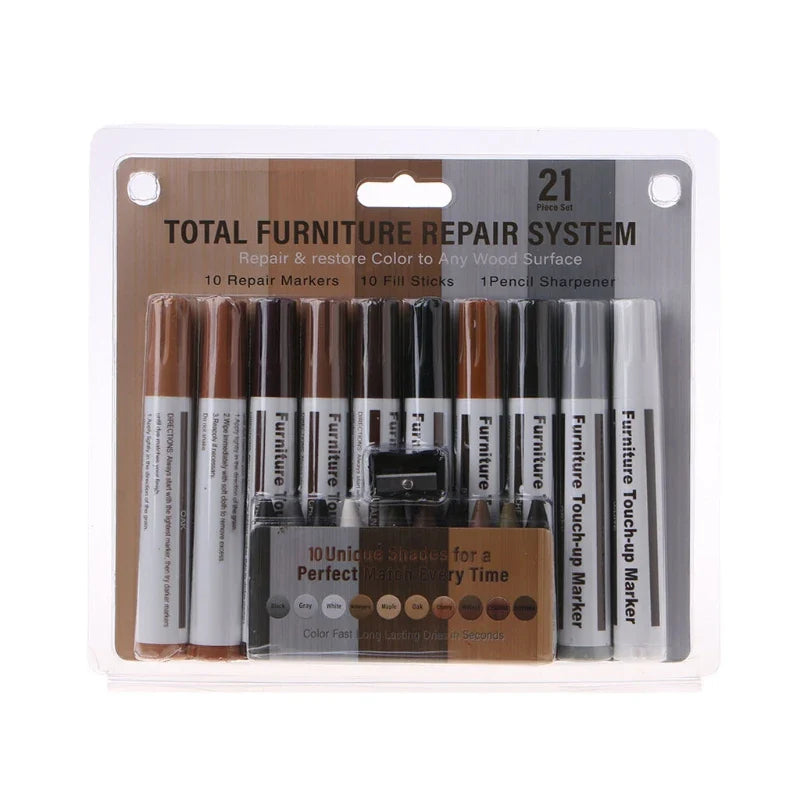 Furniture Touch-Up Marker Kit – 21 Pieces