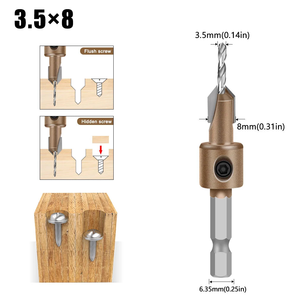 Countersink with 8mm Hex Shank