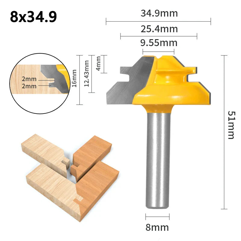 Router bit for 45º router