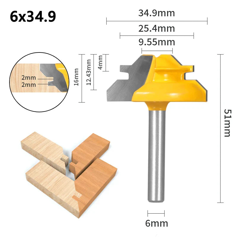 Router bit for 45º router