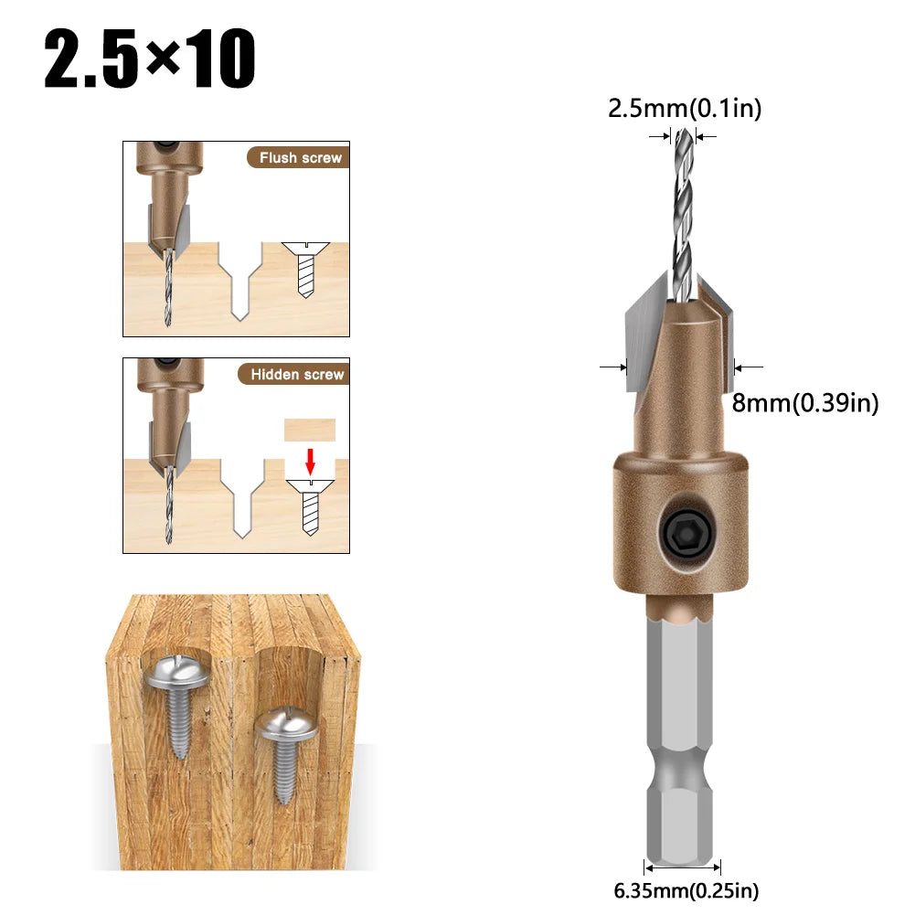 Countersink with 8mm Hex Shank