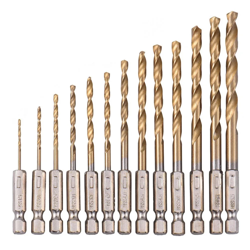 Hex Drill Bit Kit (Titanium or Cobalt)